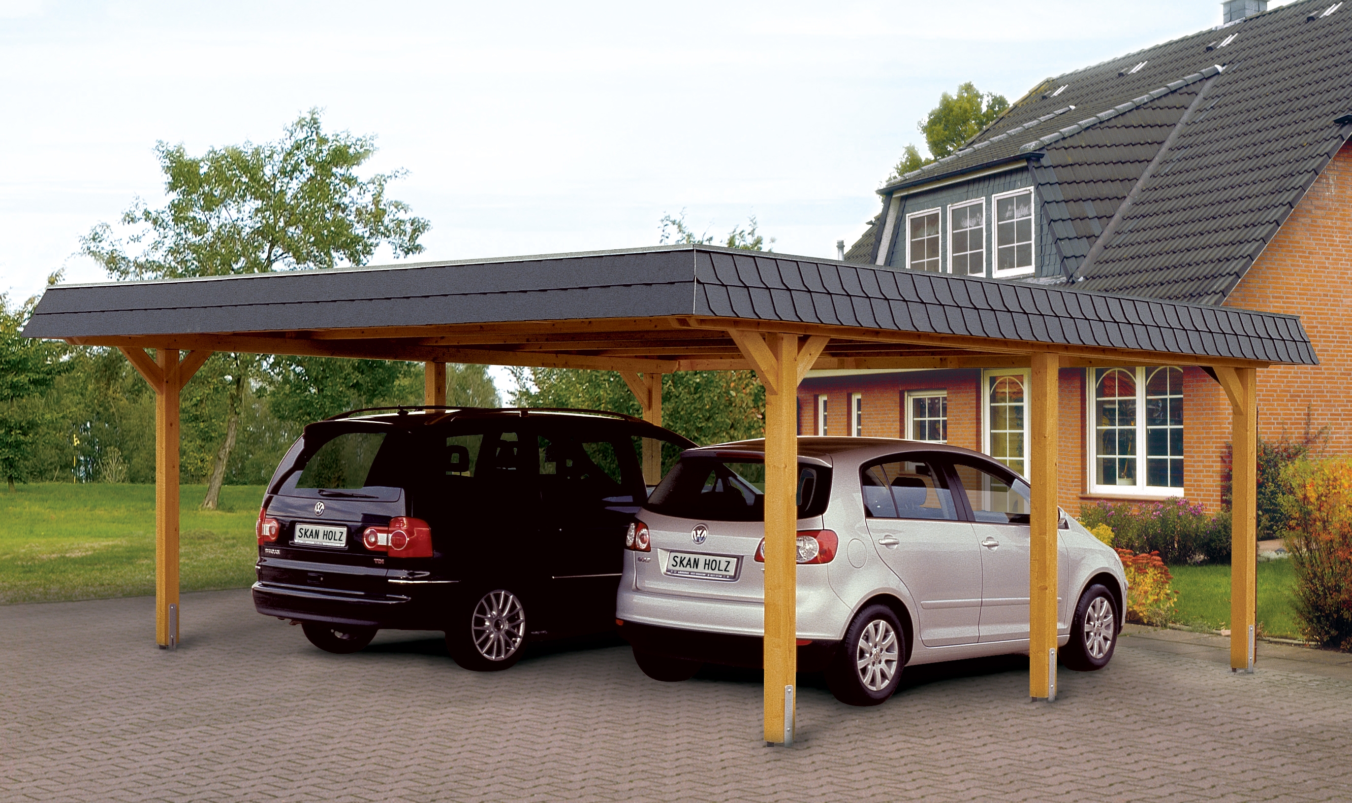 Skan Holz Leimholz Walmdach Carports