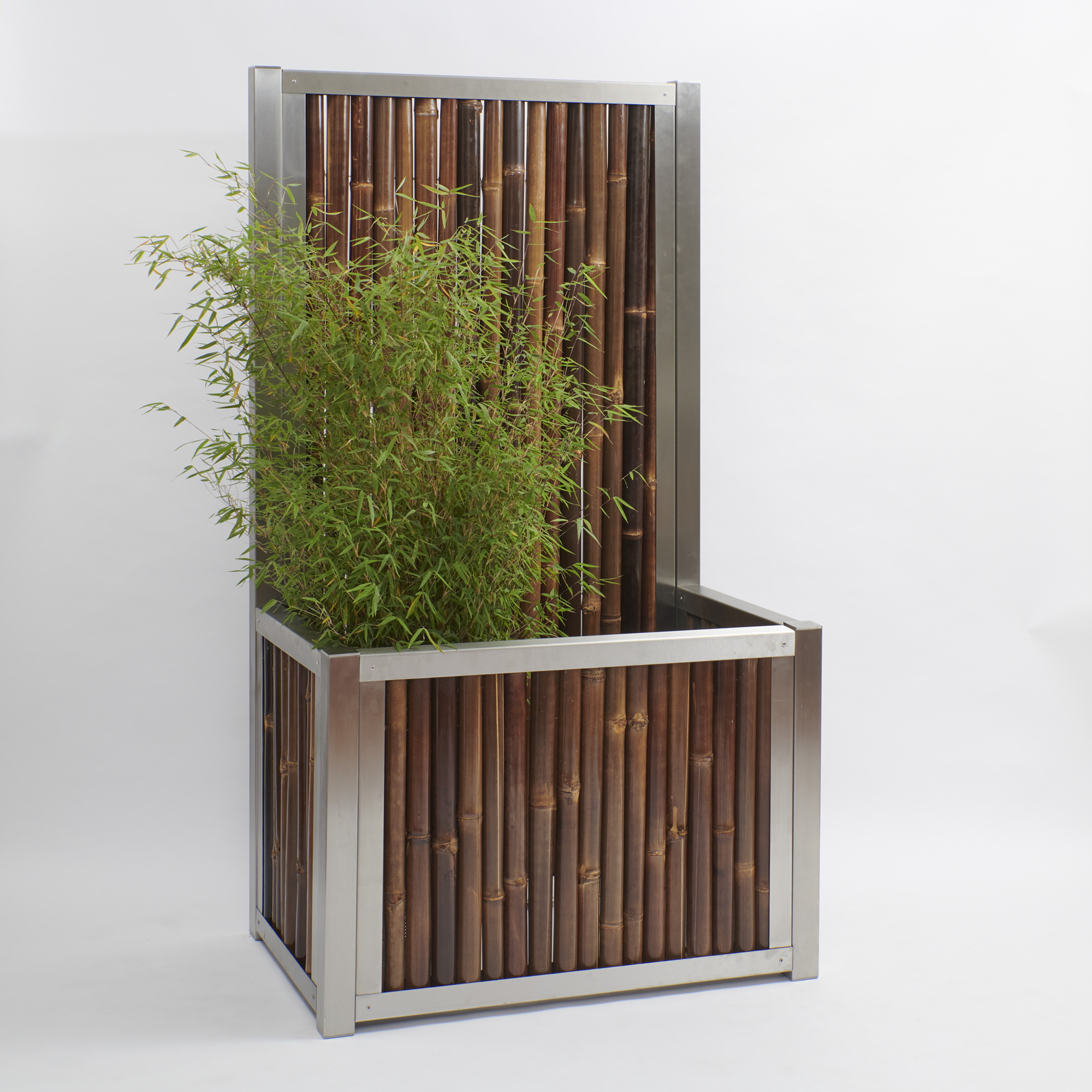 BambusBASIS Hochbeet mit Sichtschutz Edelstahl