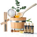 Liebenstein 7-teiliges Premium-Komplettset – Lärchenholz Saunaeimer mit Kelle, 3 x Sauna-Aufguss, Sanduhr & Hygro-/ThermometerVorschaubild