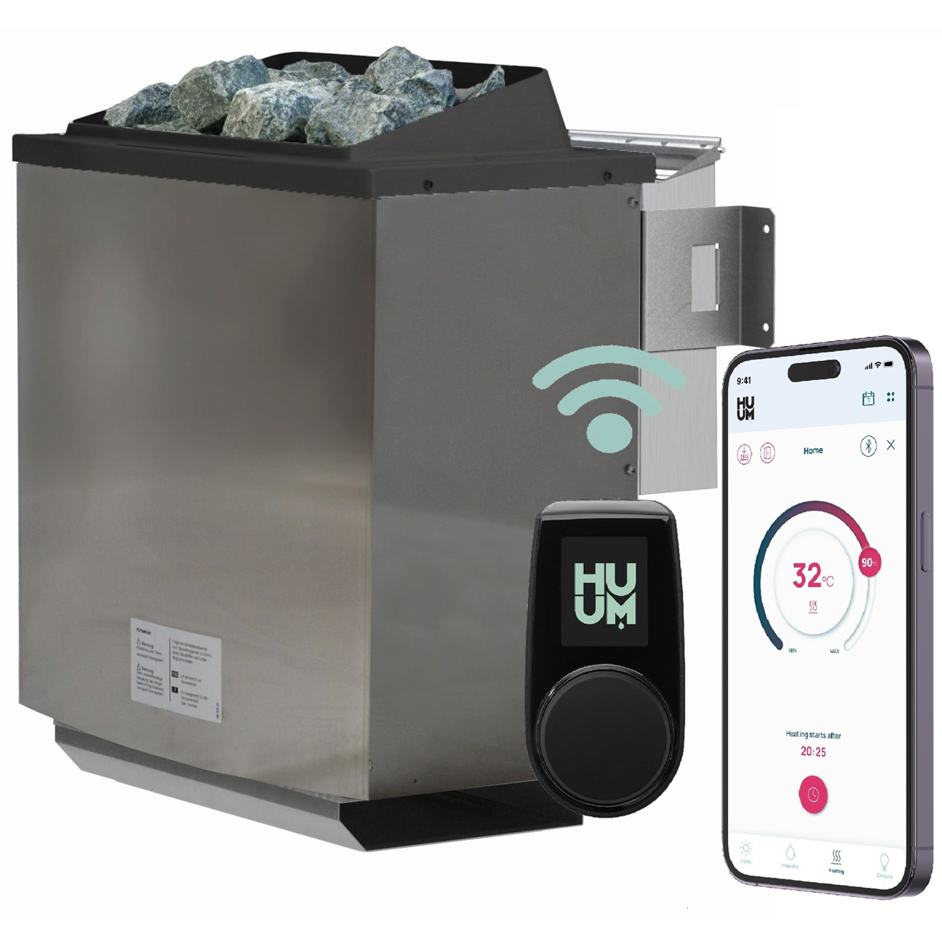 9 kW Bio-Kombiofen inkl. Huum Wlan Steuergerät mit App-Funktion Varianten Bild