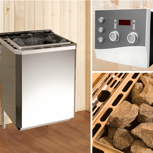 9 kW finnischem Saunaofen OS mit Ofenschutz, Anschlusskabel, analoger Steuerung Varianten Bild