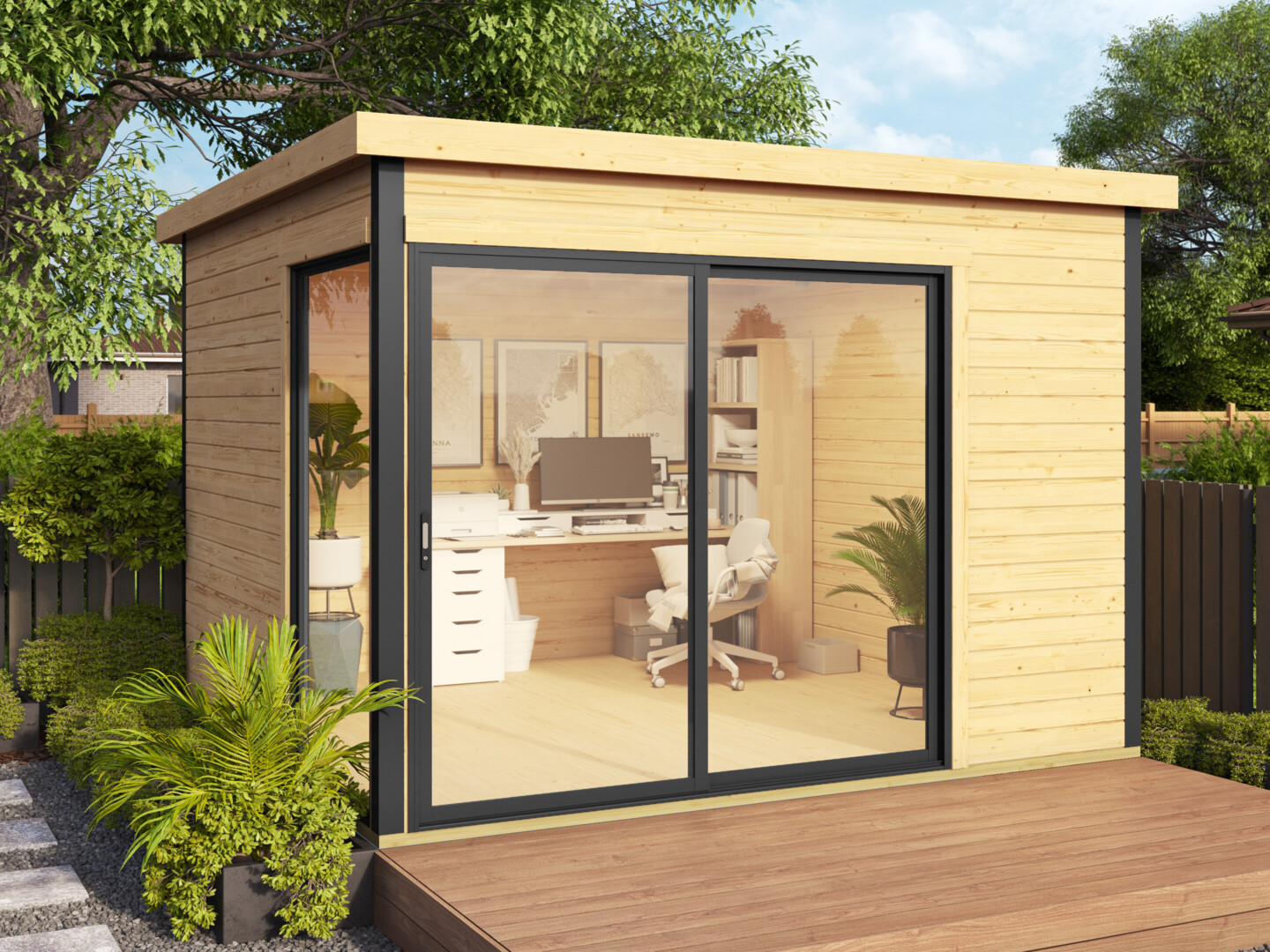 Weka Designhaus 412 Gr. 1 mit Glasschiebetür 