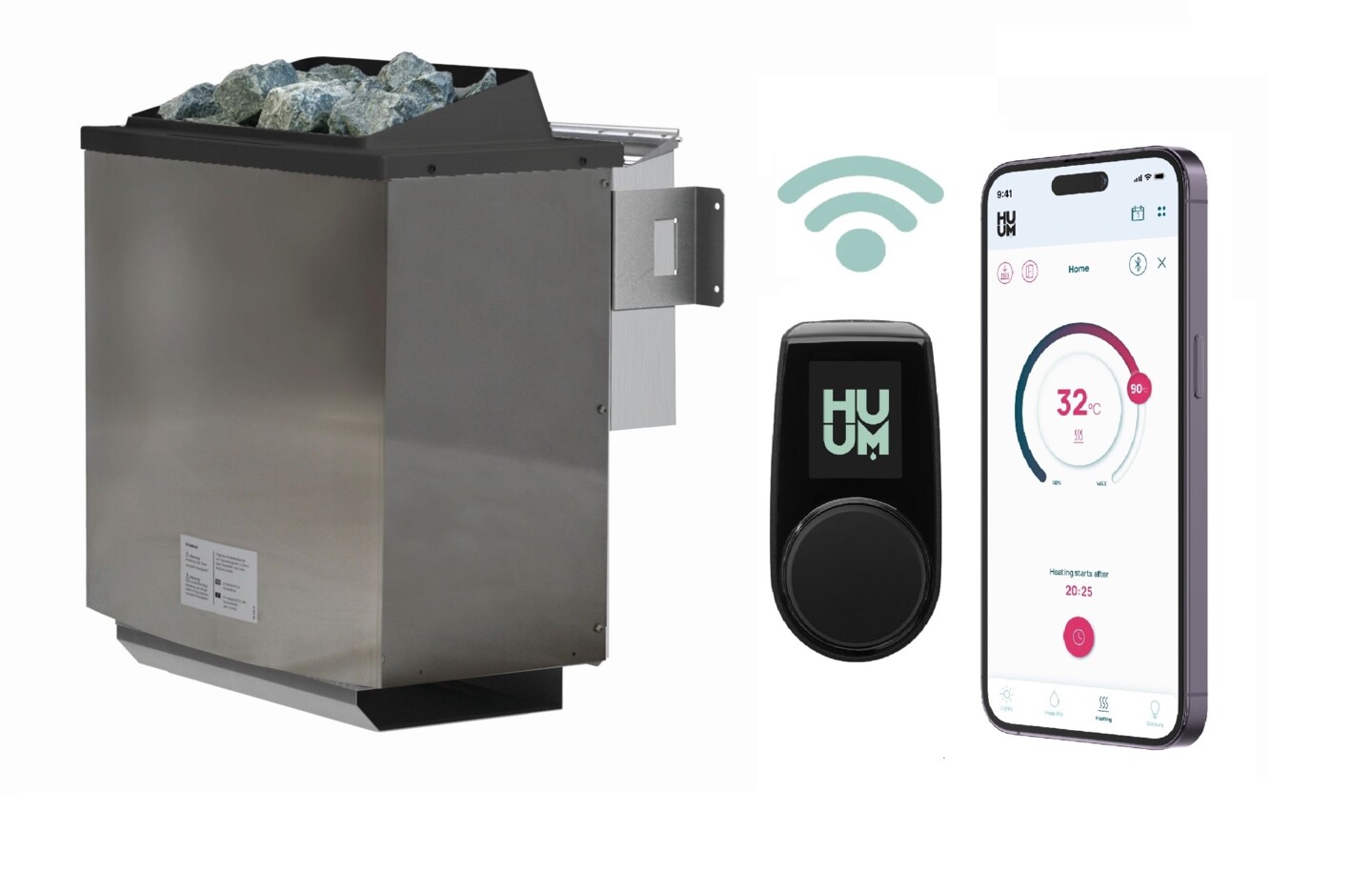 Karibu Bio-Kombiofen inkl. Steuerung ,,Huum´´ Wlan-Steuerung