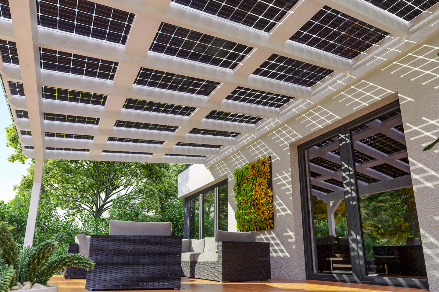 Die Solarpaneele sind semi-lichtdurchlässig