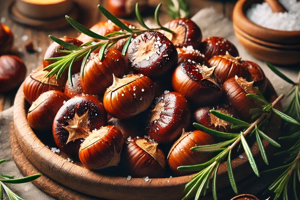 Gegrillte Maronen mit Rosmarin und Meersalz