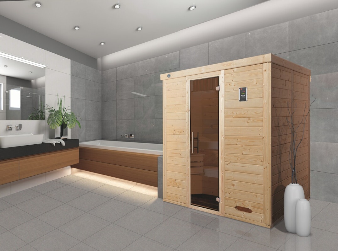 Weka Kemi Massivholz Elementsauna Eine Elementsauna aus Massivholz: Weka Sauna Kemi