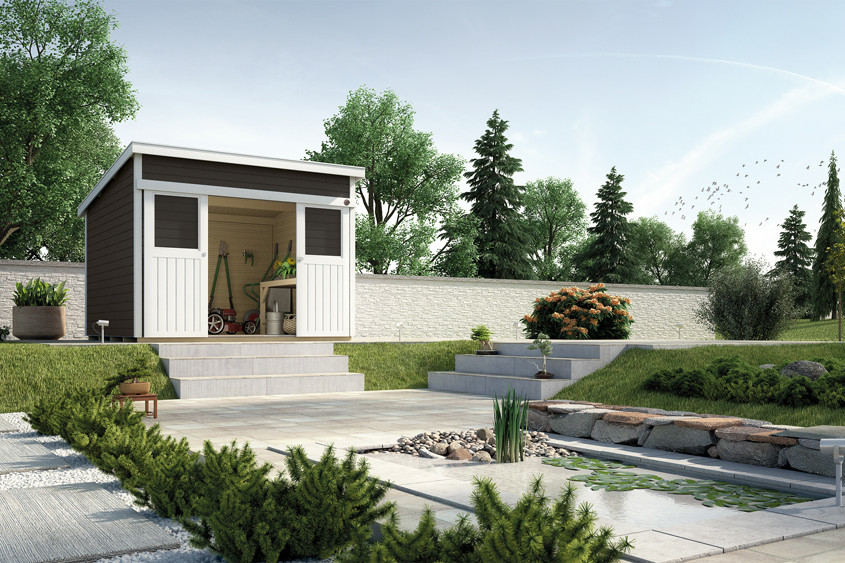 Ein hübsches Designgartenhaus ist eine tolle Erweiterung für Ihren Garten