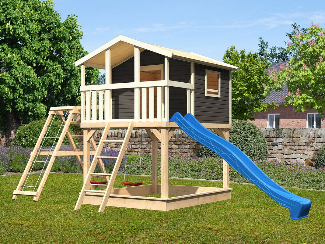 Akubi Kinderspielhaus Kinderspielgerät Benjamin inkl. Wellenrutsche