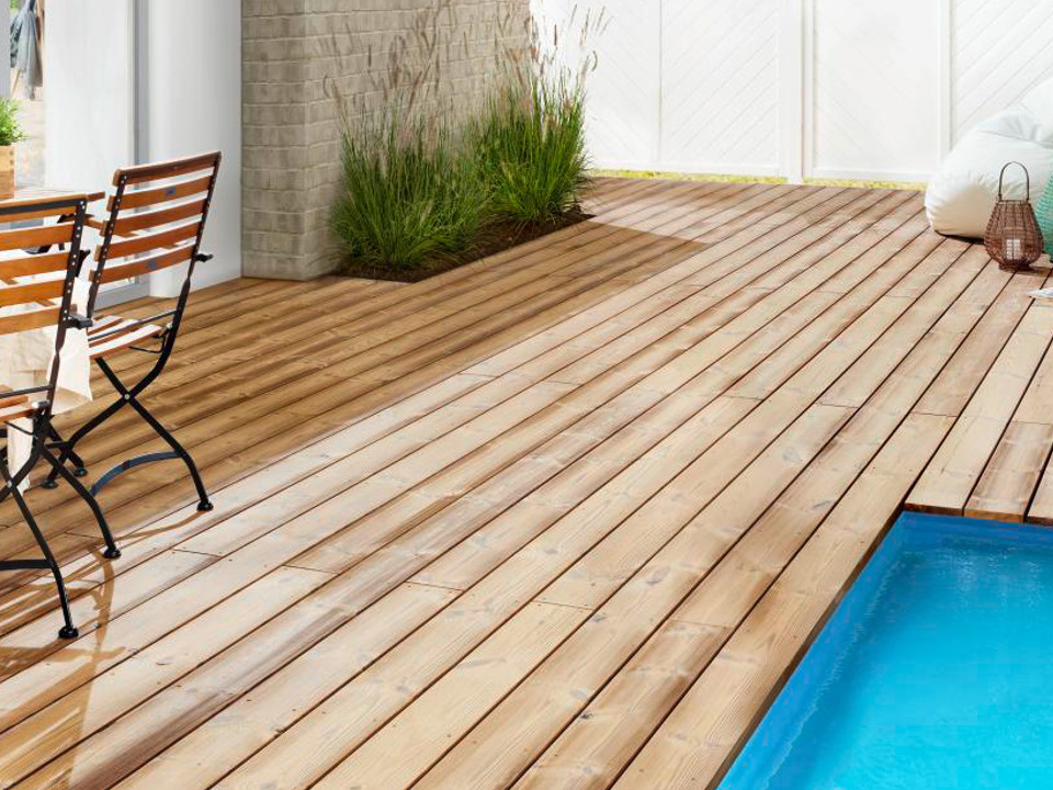 OSMO Terrassendiele Thermoholz Kiefer-geriffeltglatt für SenoFix Befestigung