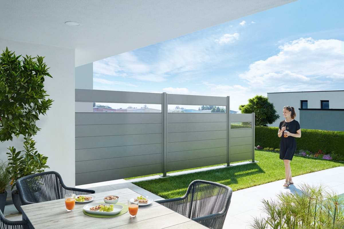 Biohort Sichtschutz silber-metallic Terrasse und Garten mit Sichtschutzzaun aus Metall
