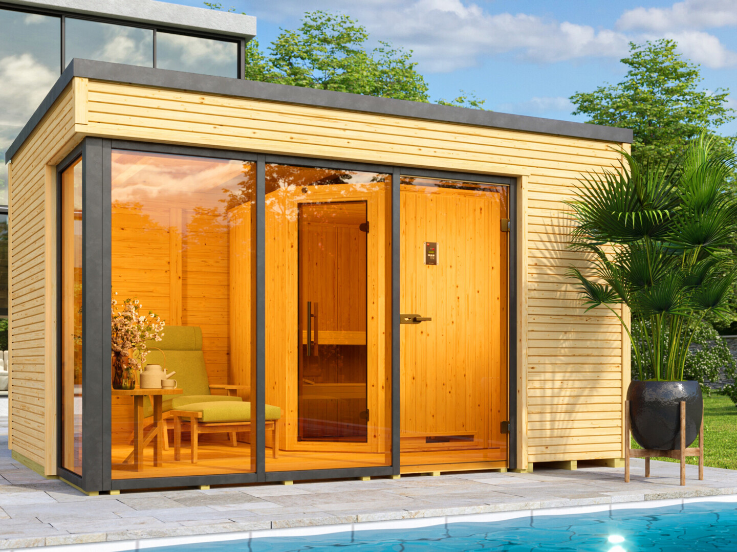 Weka Design-Saunahaus Cubilis inkl. Elementsauna 45/68 mm