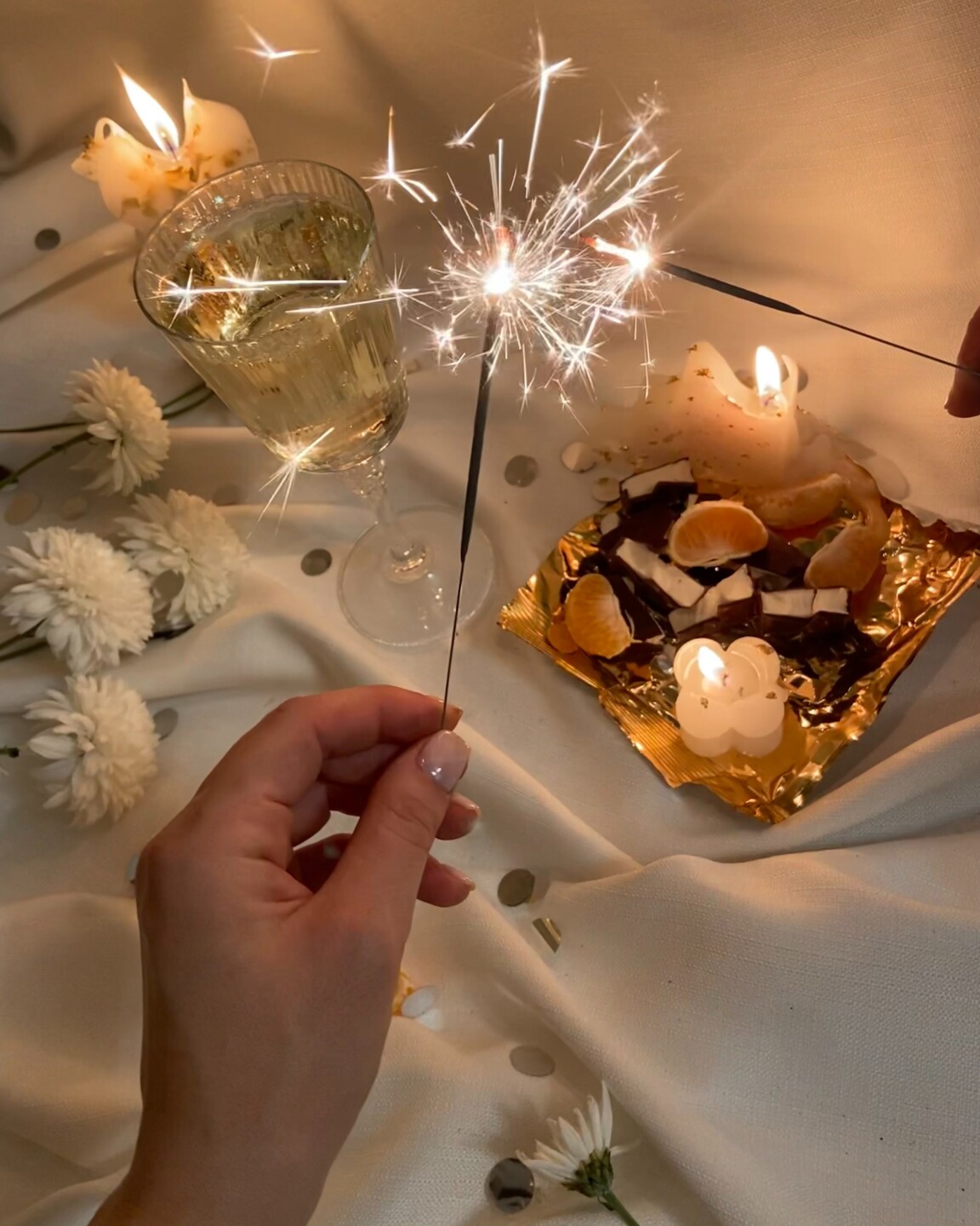 Weihnachtliche Deko mit Wunderkerze