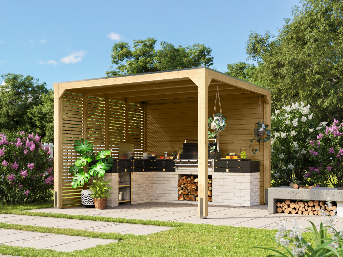 Karibu Pavillon Cubus mit Flachdach