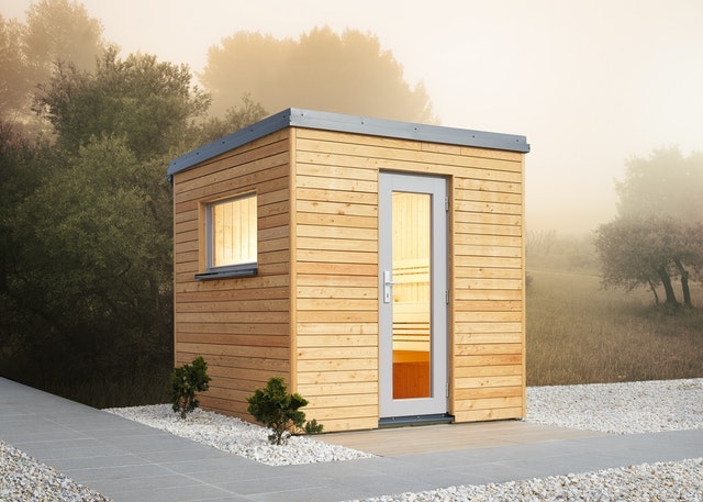 Infraworld Gartensauna Luna 1 Die Vorschriften für den Bau einer Sauna außerhalb eines Wohngebiets, z.B. auf einem privaten Waldgrundstück unterscheiden sich