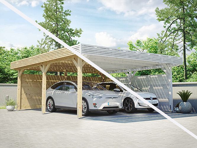 Jetzt neu bei uns: Skan Holz Solarcarports!