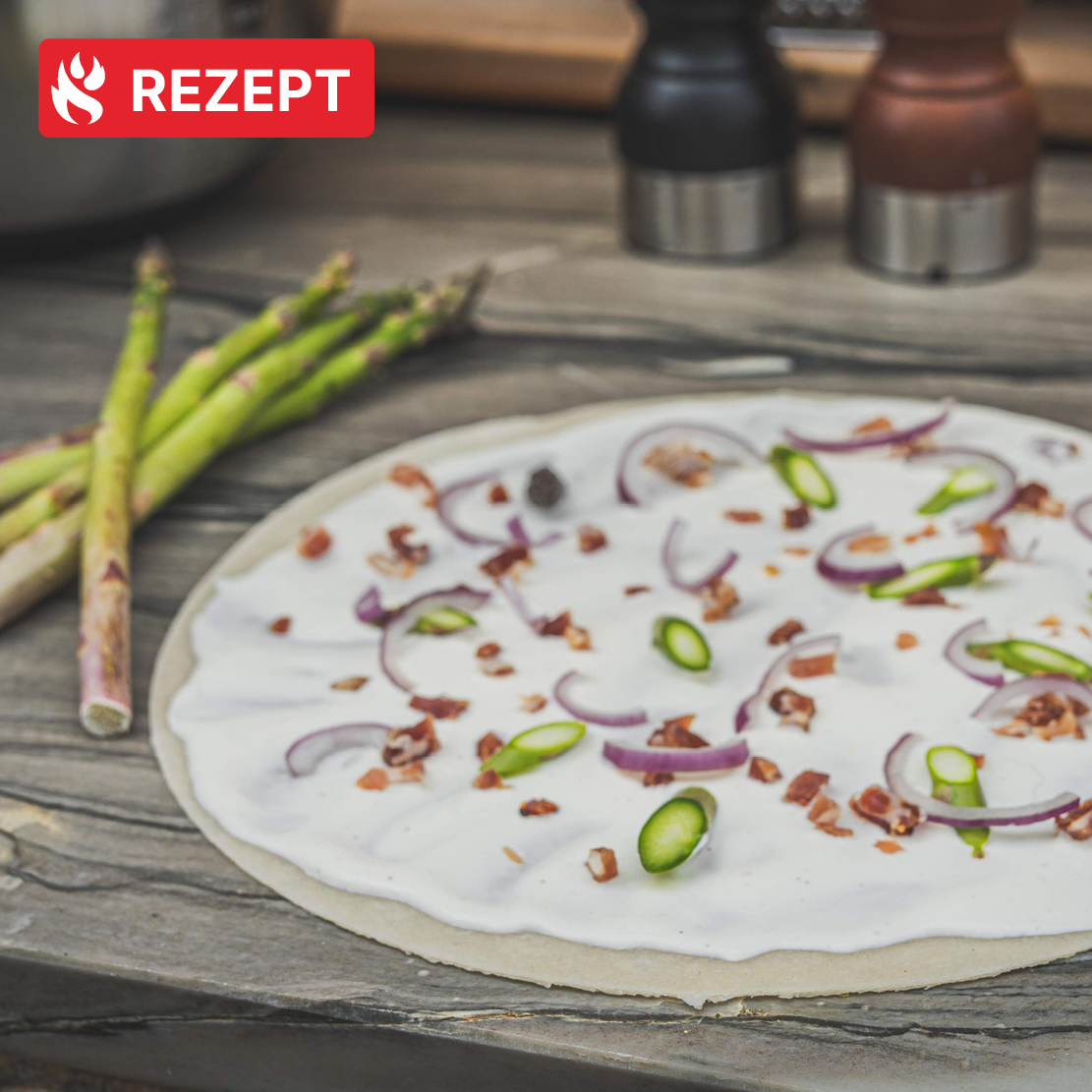 Flammkuchen mit grünem Spargel - sagenhaft!