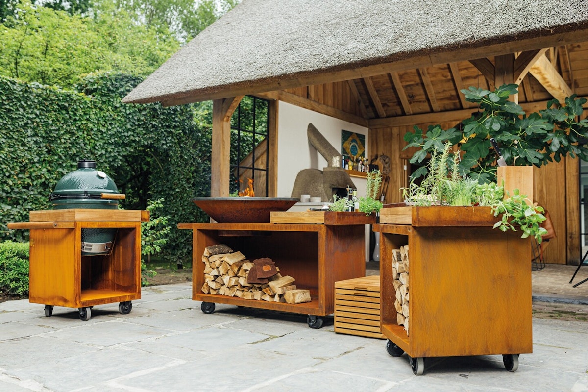 Ofyr Außenküche Corten Modulare Außenküche von Ofyr aus Cortenstahl inklusive Big Green Egg