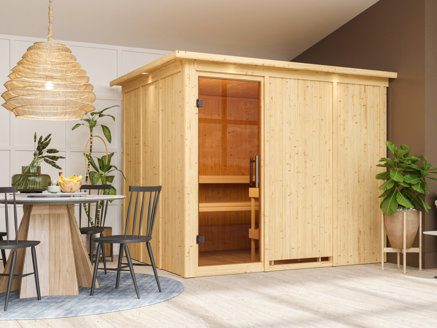 Wolff Finnhaus de luxe Sauna Xena mit Fronteinstieg 68 mm