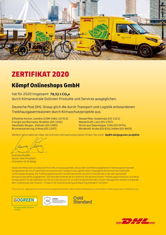 DHL GoGreen Zertifikat 2020 DHL GoGreen Zertifikat 2020