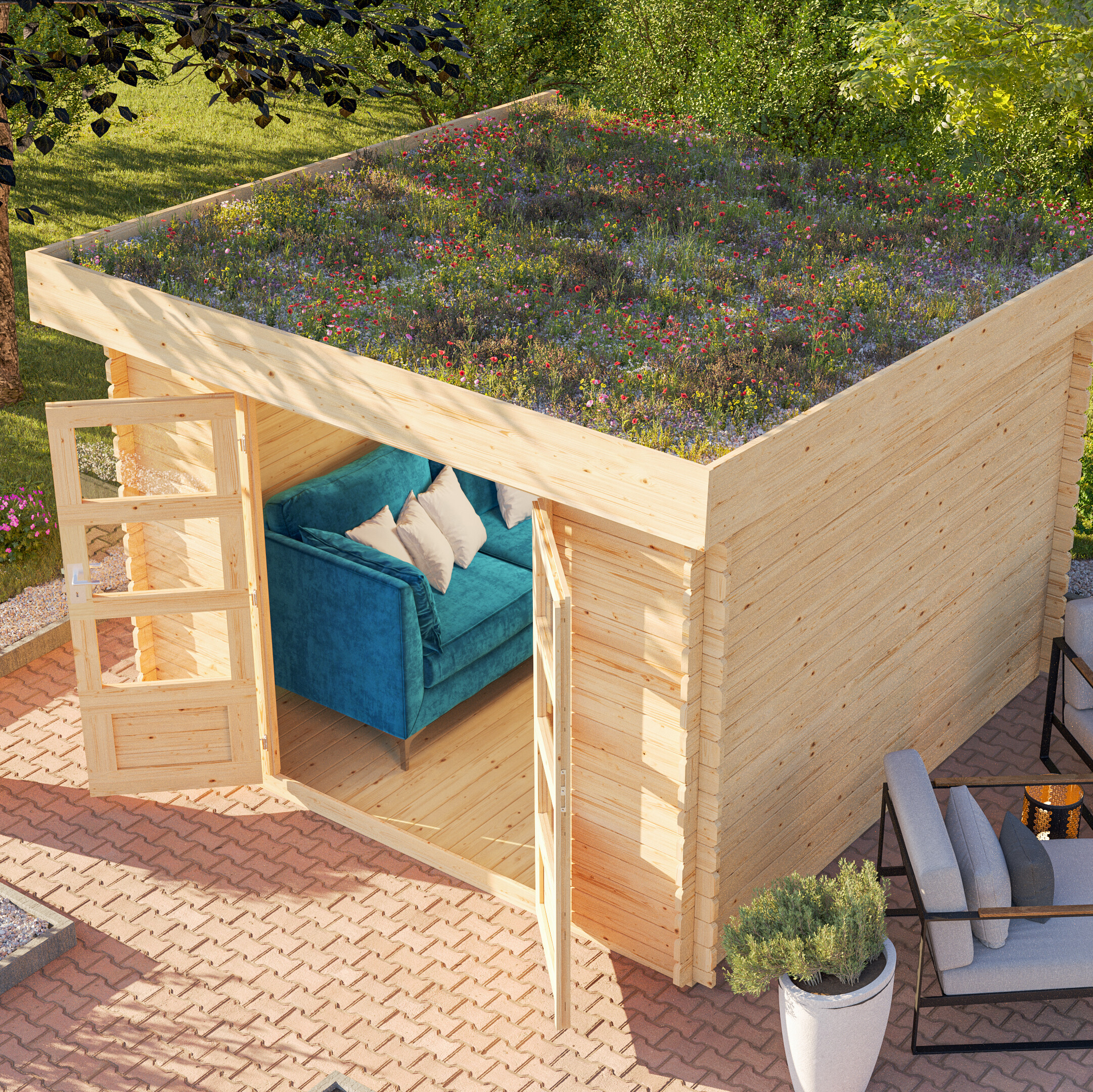 Dachbegrünung für Gartenhaus und Carport