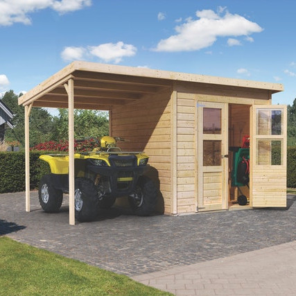 Karibu Eco Gartenhaus Merseburg 3 inkl. Anbaudach