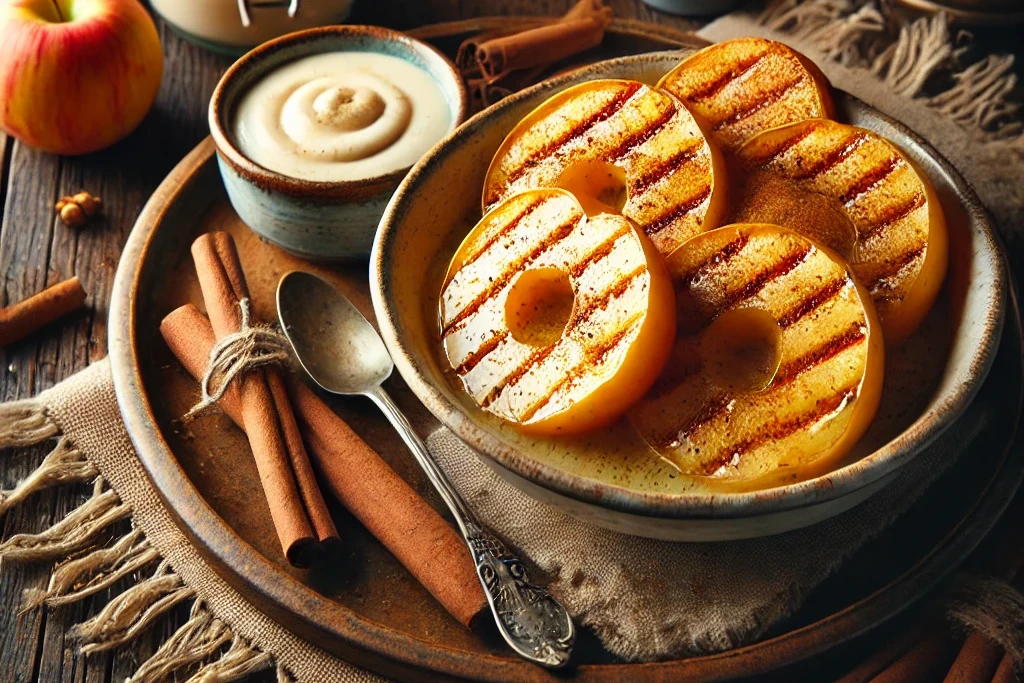 Gegrillte Zimtäpfel mit Vanillesauce