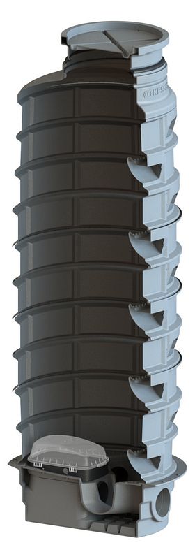 Kessel Rückstauschacht LW 1000, Schachthöhe 3180 mm
