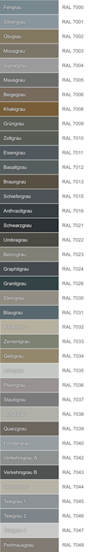 Grau RAL-Farbnummern Grau