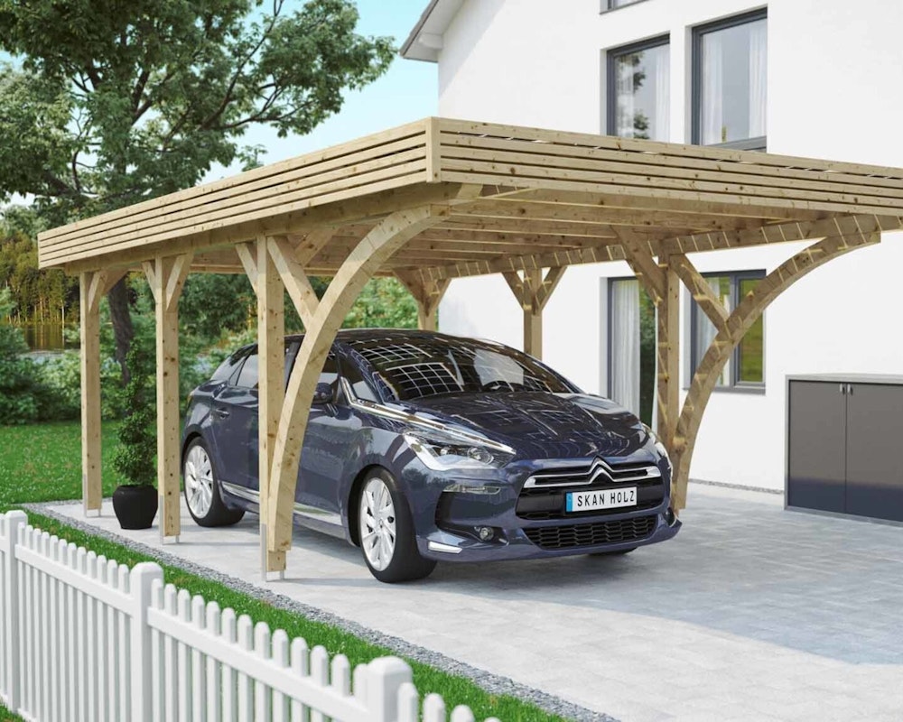 Skan Holz Solar Carport Einzel naturbelassen Skan Holz Solar-Carport naturbelassen, mit einem Stellplatz