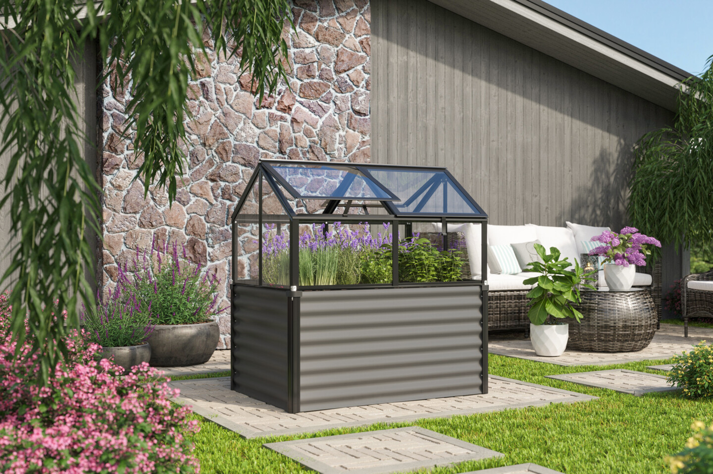 Hochbeet mit Frühbeetaufsatz von Vitavia