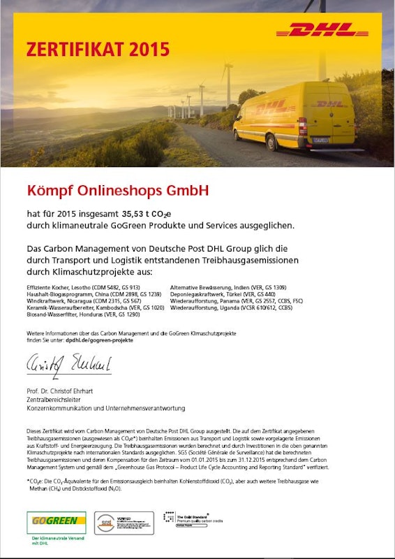 DHL GoGreen Zertifikat 2015 DHL GoGreen Zertifikat 2015