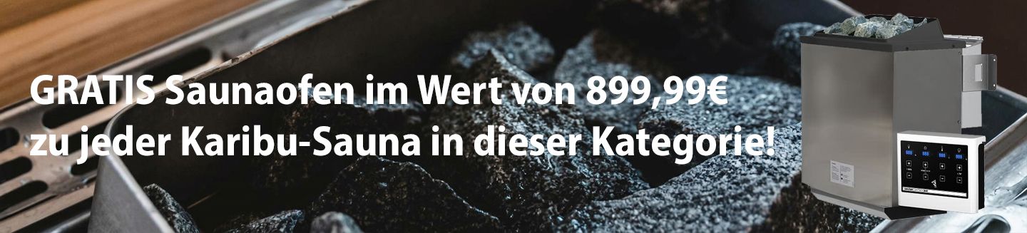 Zu den Saunen von Karibu erhalten Sie solange der Vorrat reicht, einen passenden Saunaofen gratis dazu!