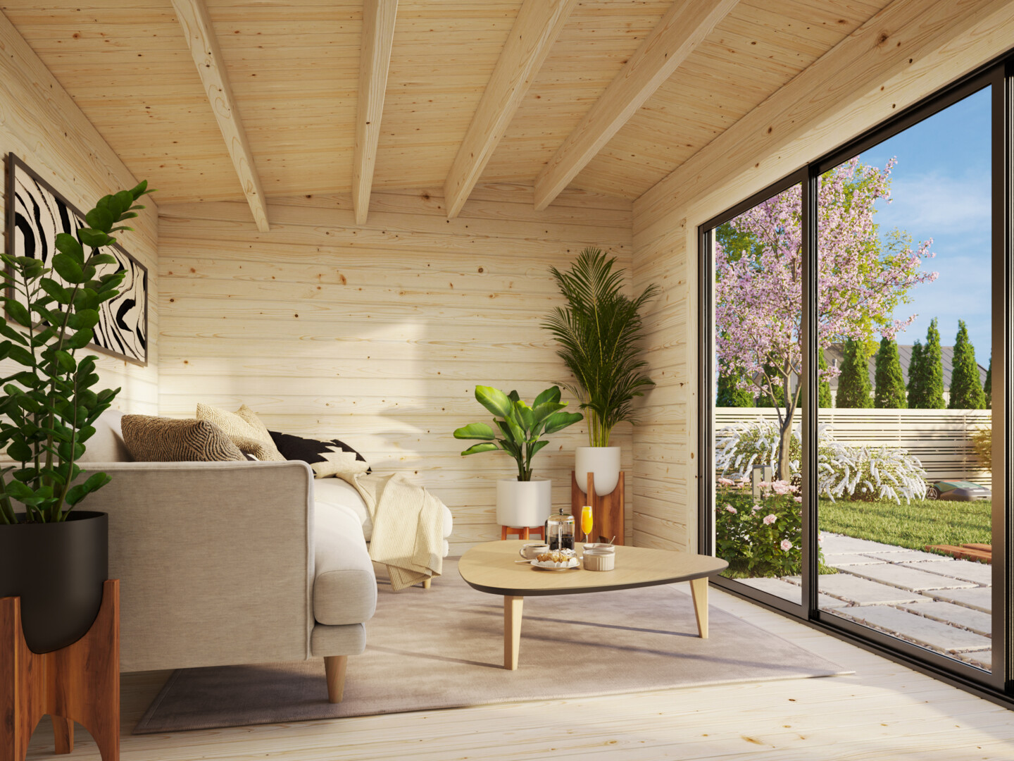 Palmako Gartenhaus Ines 13,7 m² Slide Plus mit Isolierglas-Schiebetür - 44 mm