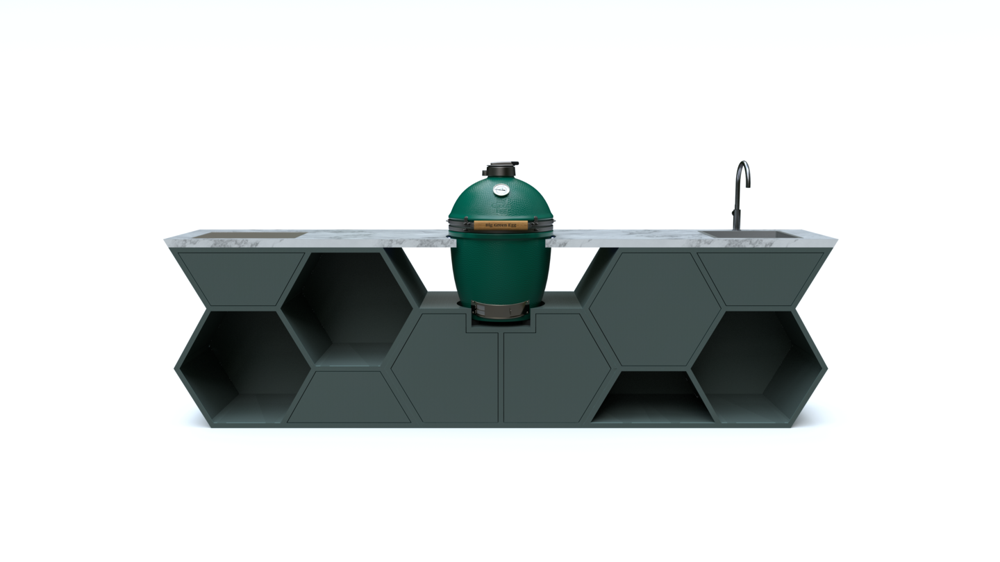 Hive Outdoorküche Designers Favorite mit Korpusfarbe in Anodic Malachite Metallic