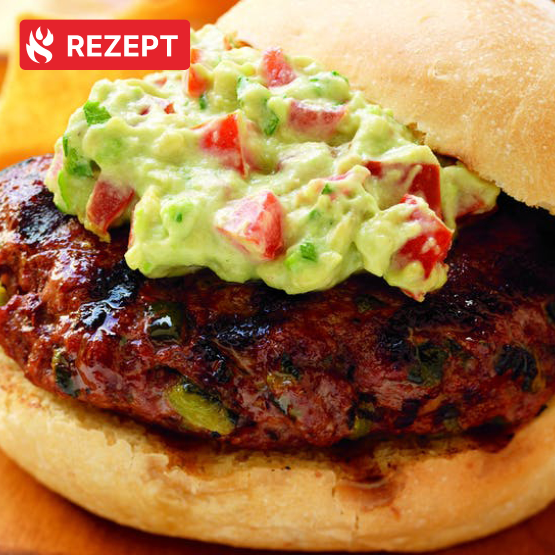 California-Burger mit Avocado-Sauce