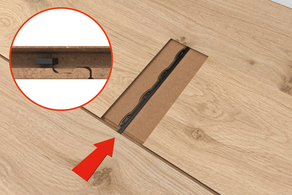 Die Dielen werden fixiert sobald die nächste Reihe angelegt wird