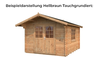 Palmako Gartenhaus hellbraun tauchgrundiert Beispieldarstellung eines Palmako Gartenhauses in hellbrauner Tauchgrundierung