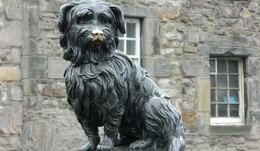Manche Hunde erhalten nach dem Tod ein Monument Greyfriars Bobby Statue in Edinburgh