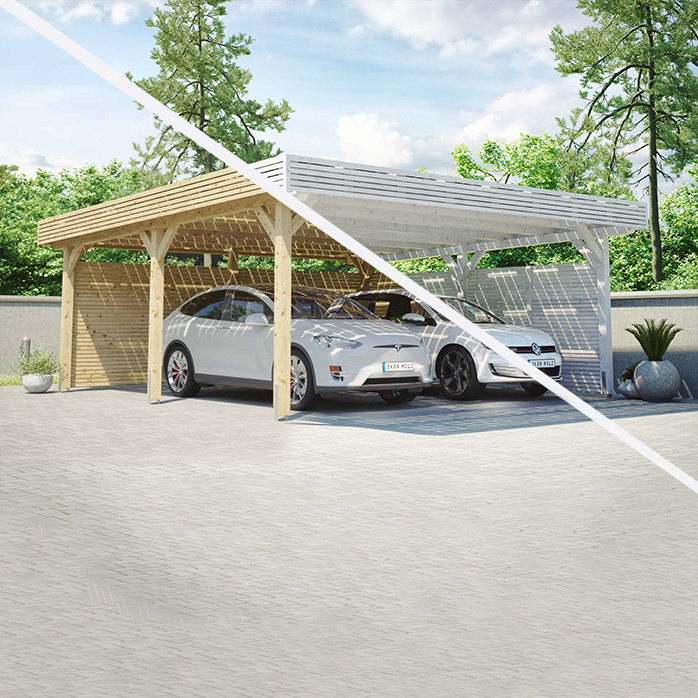 Jetzt neu bei uns: Skan Holz Solarcarports!