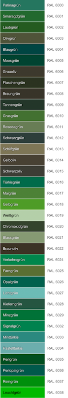 Grün RAL-Farbnummern Grün