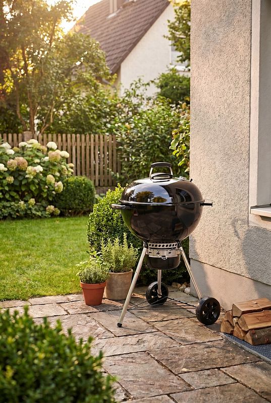 Fahrbarer Holzkohlegrill flexibel einsetzbar im Garten