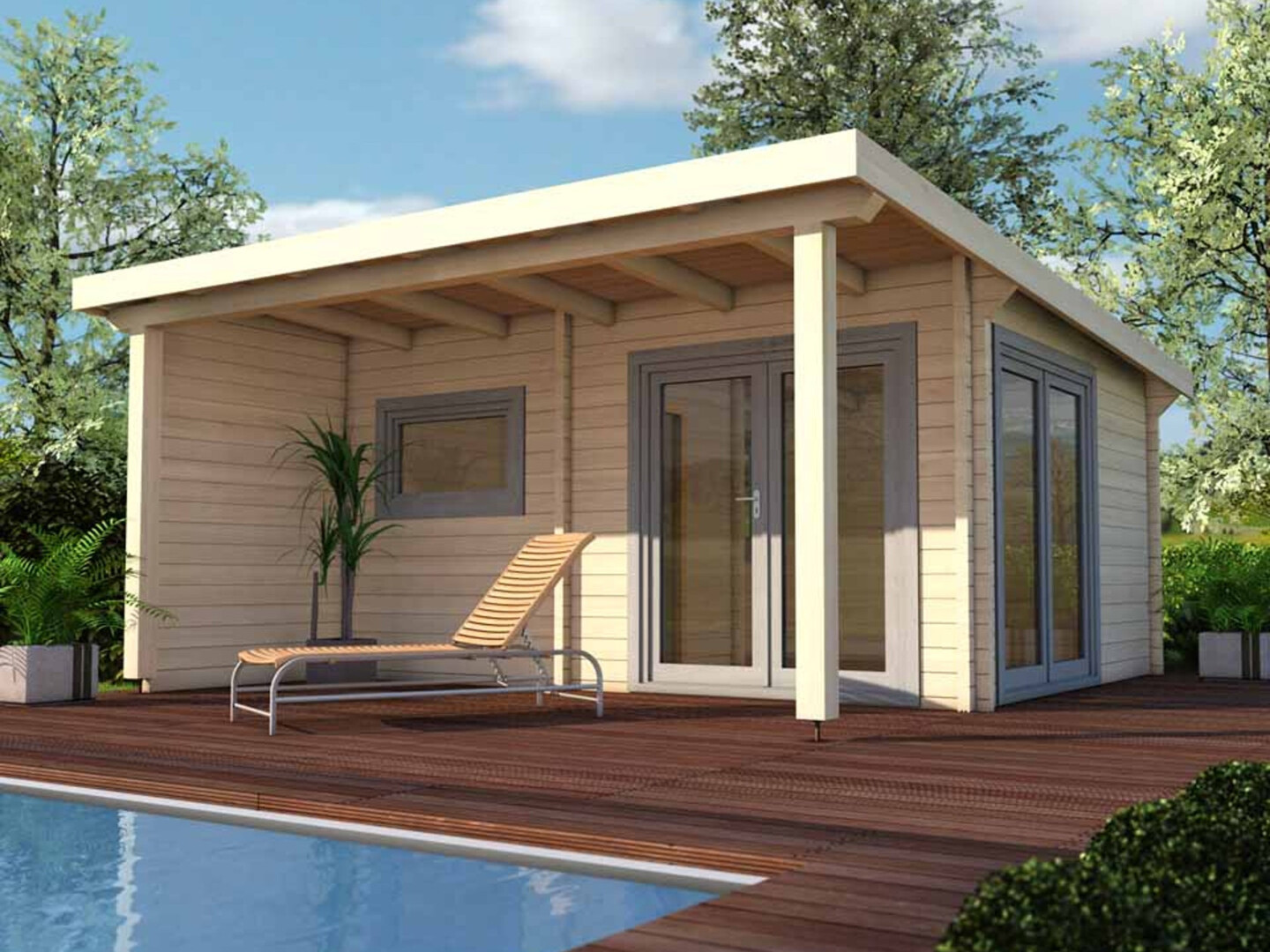 Massivholzsauna aus Blockbohlen, das Saunahaus Bella 1 von Infraworld