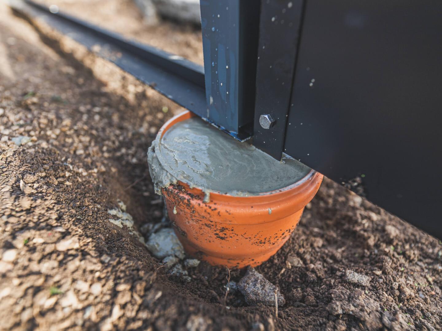 fertig betoniertes Punktfundament