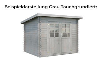 Palmako Gartenhaus grau Tauchgrundiert Beispieldarstellung eines Palmako Gartnenahauses in grauer Tauchgrundierung