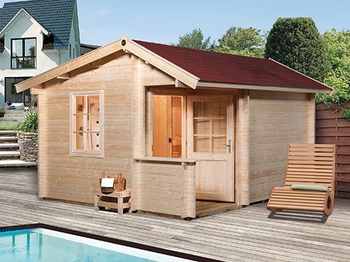 Klasse aufgeteilt: die Weka Blockbohlensauna 134