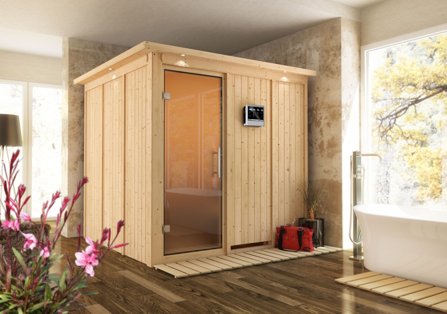 Sauna Rodin von Karibu - eine Elementsauna für den Innenbereich