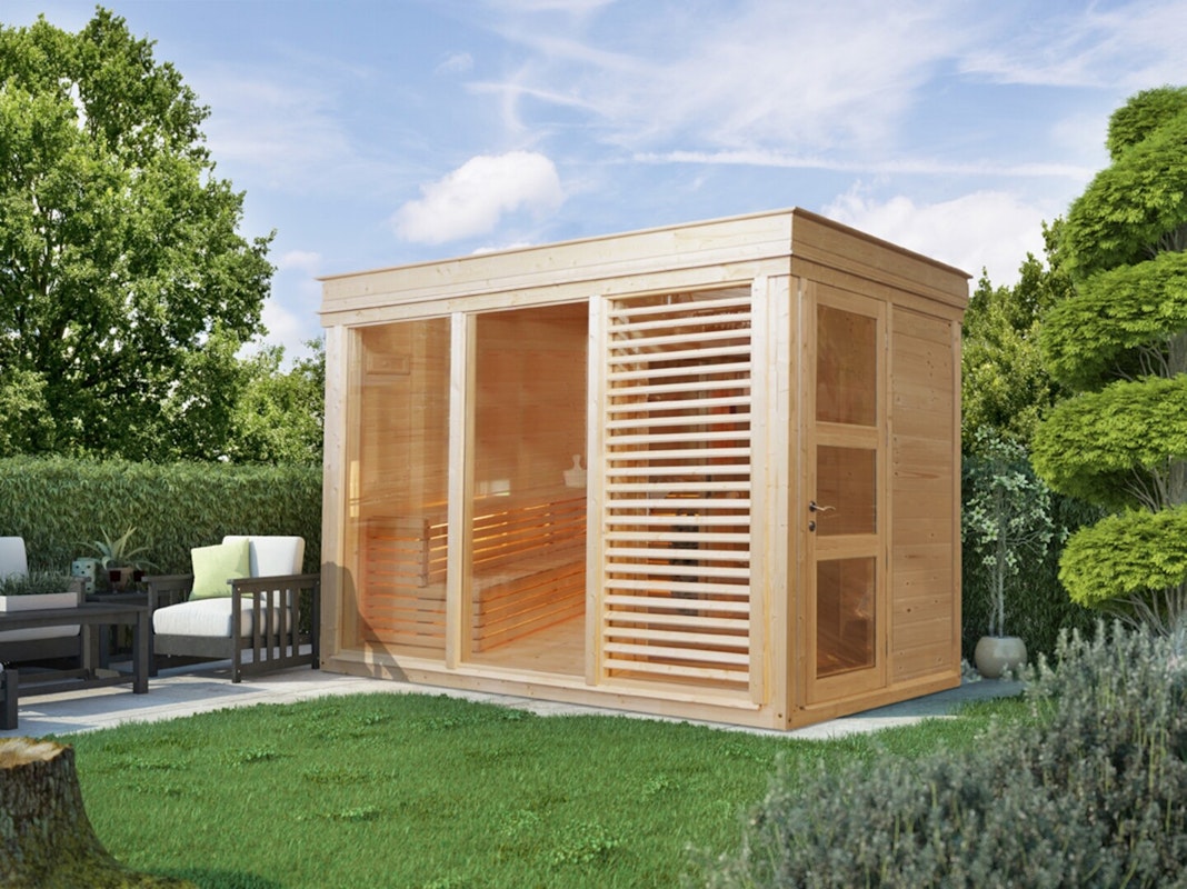 wilff finnhaus saunahaus paradiso Eine Elementsauna für den Garten ist selten aber sehr flexibel und individuell