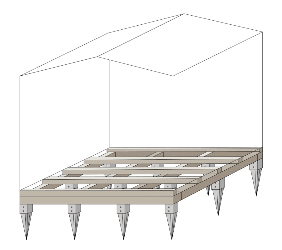 Schema: Pfahlfundament für Gartenhaus Skizze Pfahlfundament für Gartenhaus