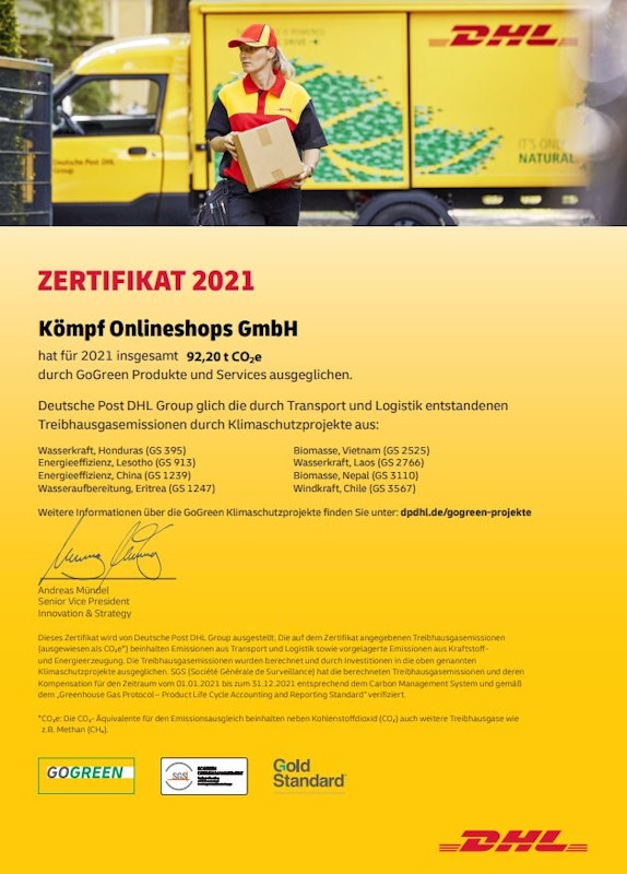 DHL GoGreen Zertifikat 2021 DHL GoGreen Zertifikat 2021