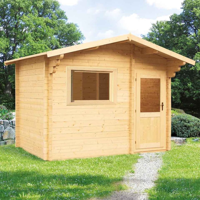 Infraworld Terra 3 Blockbohlensauna Eine Blockhaussauna im Garten: Infraworld Terra 3